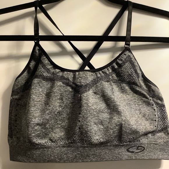 Champion Large Mesh Sports Bra Grey/Black - Picture 1 of 4